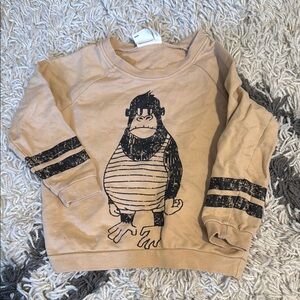 Tan Sweatshirt with Gorilla Print